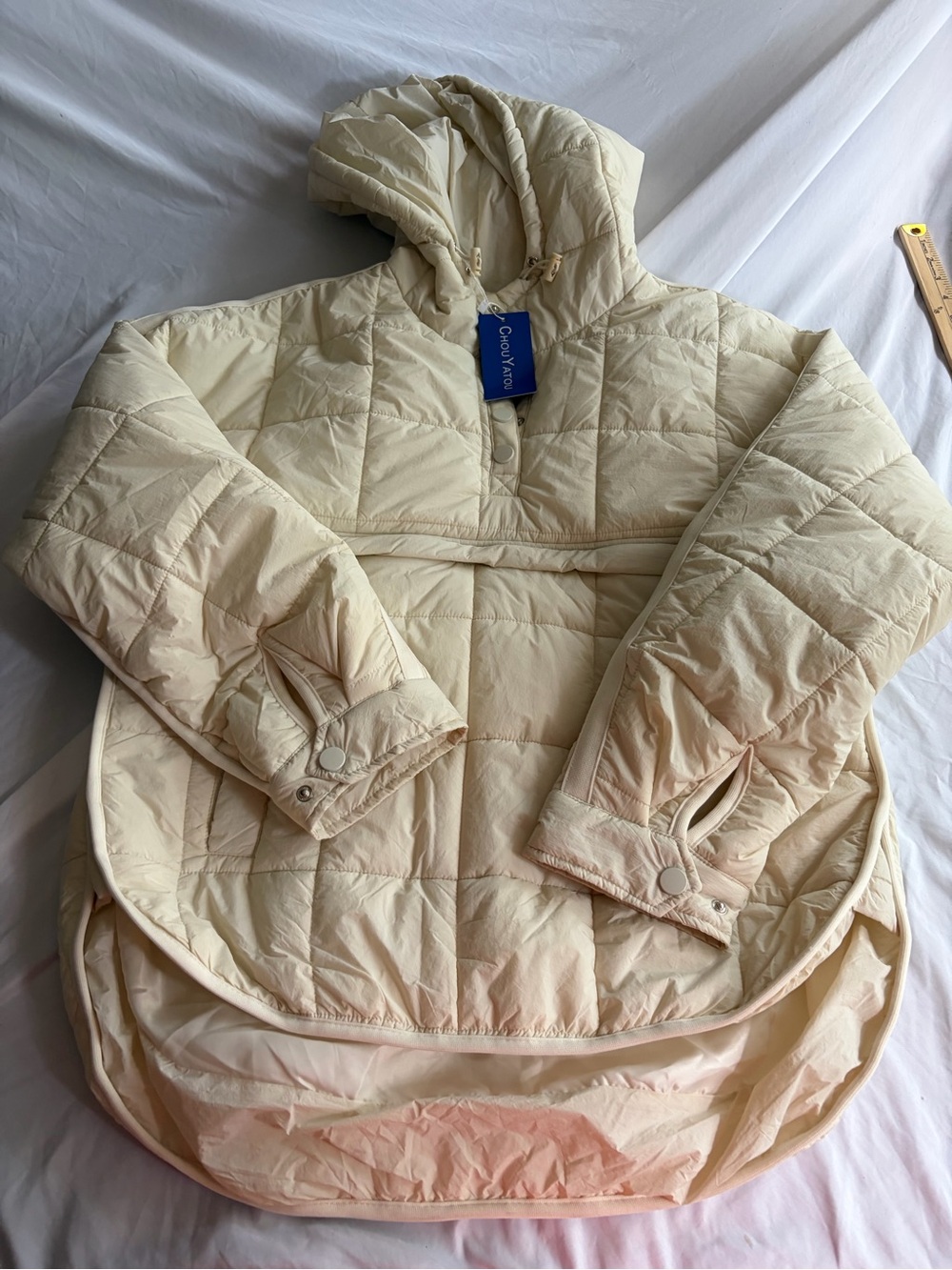 Chouyatou Women's Size Large White Hooded Puffer Anorak Jacket NWT
